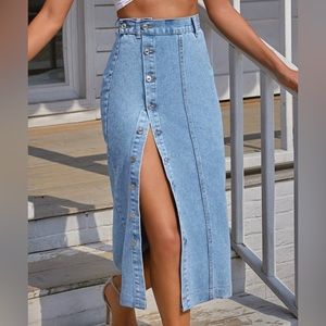 Long denim skirt